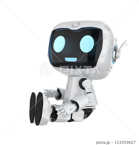 Cute and small artificial intelligence personal assistant robot look up isolated Cute and small artificial intelligence personal assistant robot look up isolated 113350027