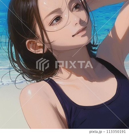 海にいるビキニの女性 113350191