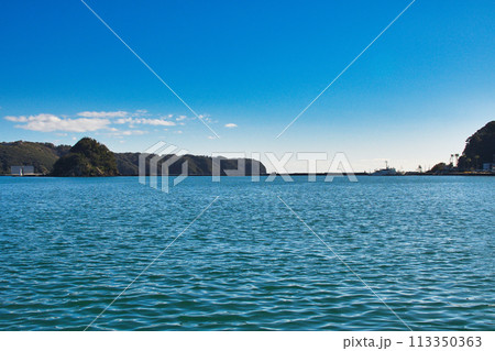 下田港の美しい海（静岡県下田市） 113350363