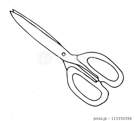 Hand drawn scissors isolated on white background 113350398