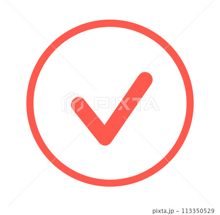 シンプルな赤色のチェックマーク 113350529