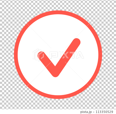 シンプルな赤色のチェックマーク 113350529