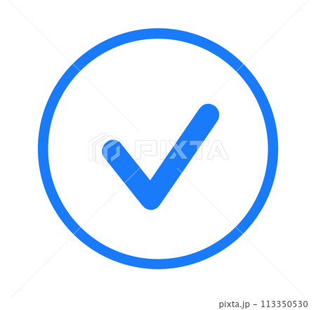シンプルな青色のチェックマーク 113350530
