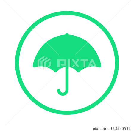 シンプルな緑色の傘マーク シンプルな緑色の傘マーク 113350531
