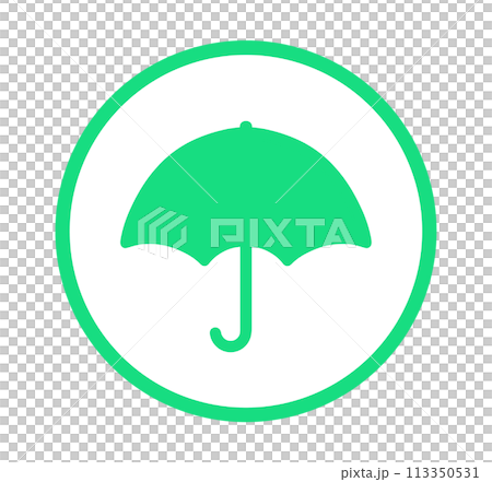 シンプルな緑色の傘マーク シンプルな緑色の傘マーク 113350531