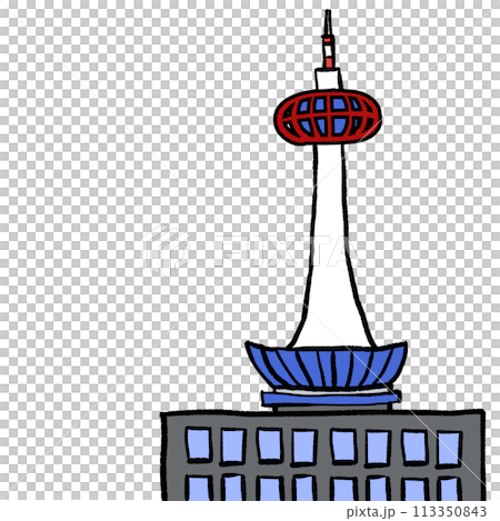 Retro Kyoto Tower illustration Retro Kyoto Tower illustration 113350843