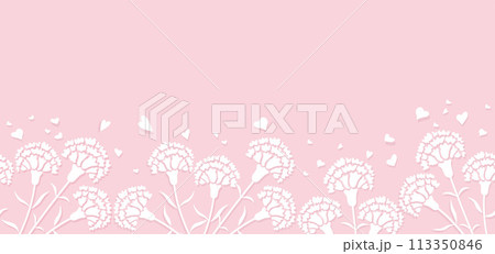 テキストスペース付き　カーネーションのシームレスな背景イラスト 113350846
