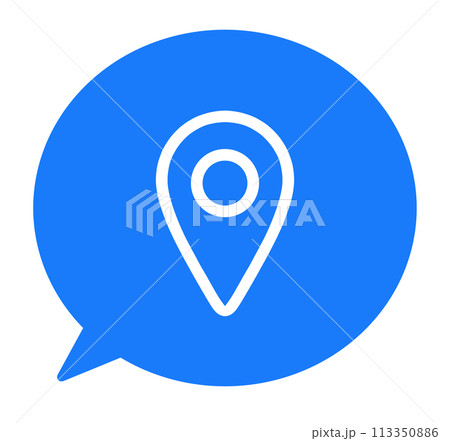 シンプルな青色のマップマークと吹き出し 113350886