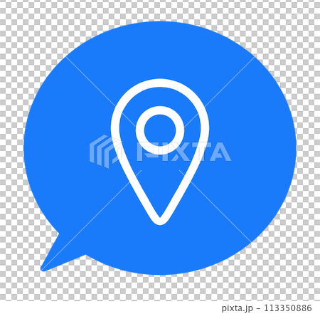 シンプルな青色のマップマークと吹き出し 113350886
