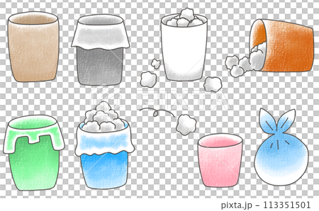 Loose and simple trash can set - analog style Loose and simple trash can set - analog style 113351501