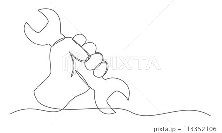Repair One line drawing isolated on white background 113352106