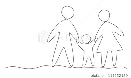 Family One line drawing isolated on white background 113352129