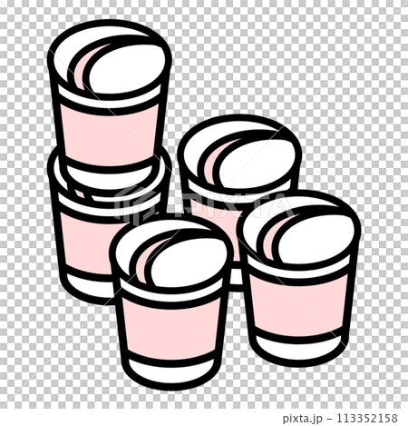 Simple illustration of many cup-shaped instant foods Simple illustration of many cup-shaped instant foods 113352158
