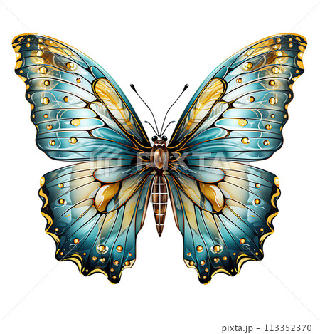 Butterfly in Vibrant Nature Fluttering Wings Amidst Beautiful Garden Blooms, Generative Ai 113352370