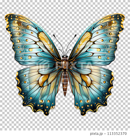 Butterfly in Vibrant Nature Fluttering Wings Amidst Beautiful Garden Blooms, Generative Ai 113352370