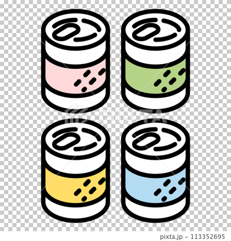 シンプルでカラフルな缶詰のイラスト 113352695