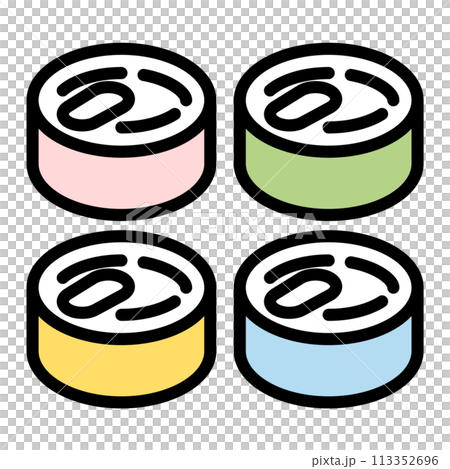 シンプルでカラフルな缶詰のイラスト 113352696