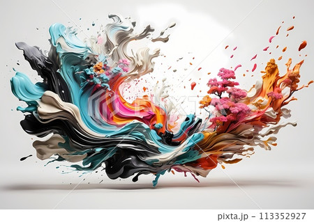 Japanese zen style abstract art illustration using brush stroke style. Black ink with no background images, plain white background. Japanese zen style abstract art illustration using brush stroke style. Black ink with no background images, plain white background. 113352927