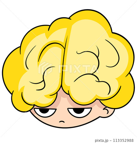 head thinking with a big brain, intelligent genius head thinking with a big brain, intelligent genius 113352988