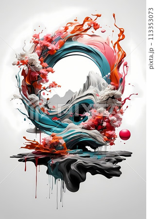 Japanese zen style abstract art illustration...のイラスト素材 [113353073] - PIXTA
