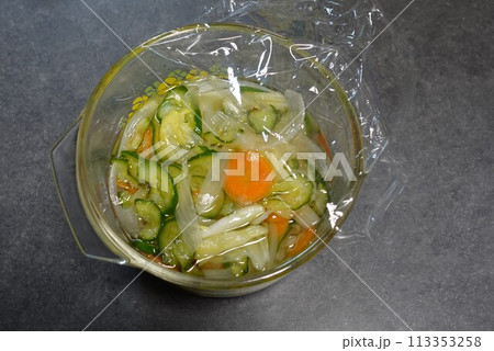 シャキシャキ野菜(キャベツ 玉葱 ダイコン 胡瓜 人参 ハス)の酢物マリネ シャキシャキ野菜(キャベツ 玉葱 ダイコン 胡瓜 人参 ハス)の酢物マリネ 113353258
