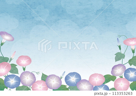 夏空と朝顔（アサガオ） 和紙 113353263