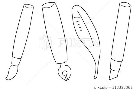 ゆるめシンプルペンセット 線画 ゆるめシンプルペンセット 線画 113353365