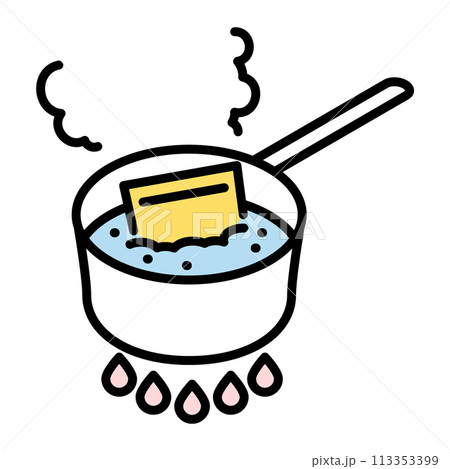 レトルト食品を鍋で温めているイラスト 113353399