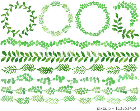 緑の葉の装飾セット 緑の葉の装飾セット 113353414