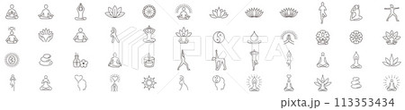 Meditation Practice Yoga and Zen icons set. Meditation Practice Yoga and Zen icons set. 113353434
