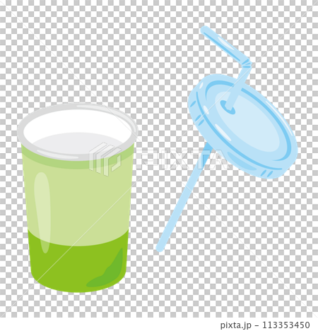 Paper cup with lid and straw Paper cup with lid and straw 113353450