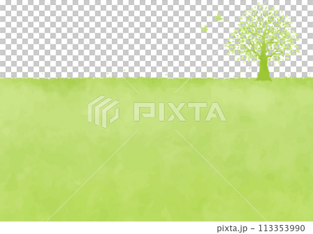 Simple green tree and grassland landscape illustration 113353990