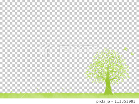 大きな木と草原の風景イラスト 113353993