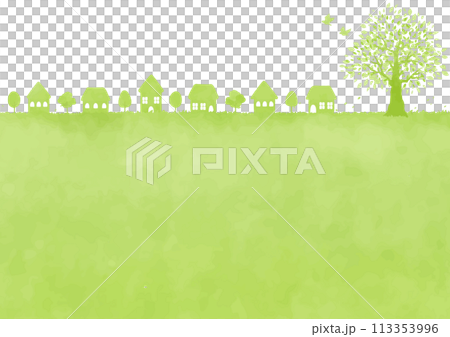 大樹和簡單的綠色城市景觀 大樹和簡單的綠色城市景觀 113353996