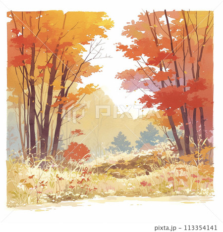 秋の紅葉をイメージした水彩画 AI画像のイラスト素材 [113354141] - PIXTA