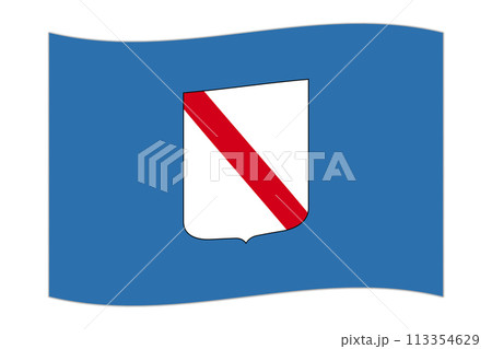 Waving flag of Campania region, administrative...のイラスト素材 [113354629 ...