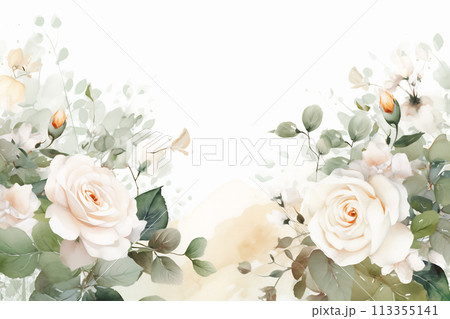 Greeting card with flowers. Can be used as an invitation card for wedding, birthday and other holiday and summer background 113355141