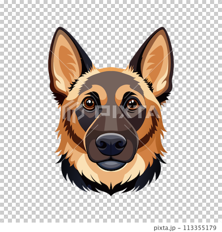 German Shepherd Vector Art Stunning Dog Face Design for Animal Enthusiasts Illustration Graphic 113355179