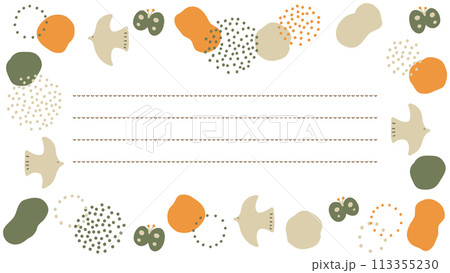 北欧風オレンジとオリーブグリーンの鳥さんお手紙フレーム 北欧風オレンジとオリーブグリーンの鳥さんお手紙フレーム 113355230