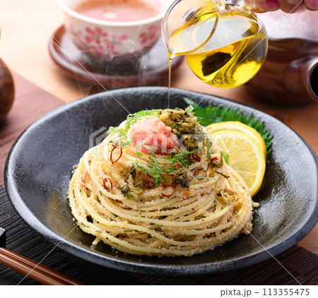 高菜と明太子の和風パスタ 113355475
