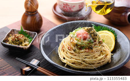 高菜と明太子の和風パスタ 113355483