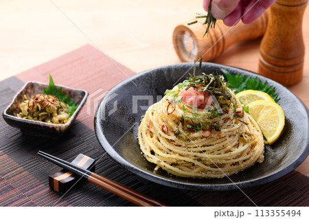 高菜と明太子の和風パスタ 113355494