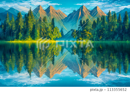 beautiful lake in the mountains beautiful lake in the mountains 113355652