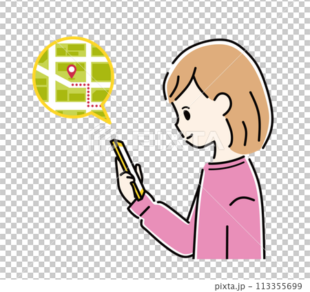 女人在智能手機上看導航 113355699