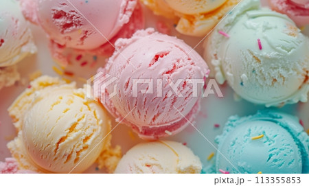 Assorted of scoops ice cream 113355853