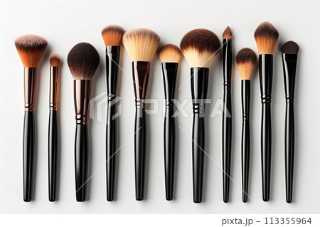 Professional makeup brush set on white background 113355964