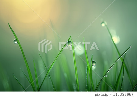 Morning dew on fresh green grass 113355967