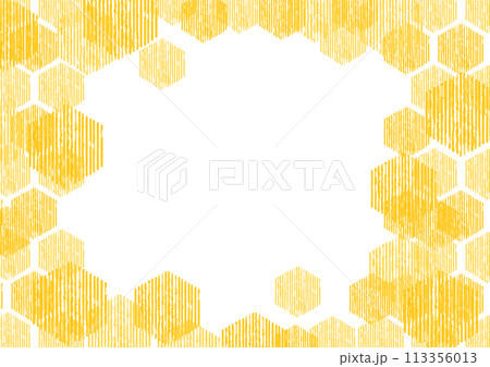幾何学(六角形)のフレーム。ハニカム。色鉛筆。 幾何学(六角形)のフレーム。ハニカム。色鉛筆。 113356013
