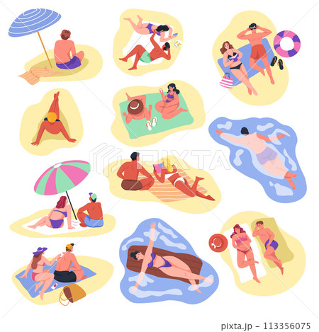 Beach Activities Collage Vector Art Beach Activities Collage Vector Art 113356075