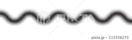 Noise zigzag line. Grain curvy wave stripe of dots. Stipple gradient pattern ripple. 113356273